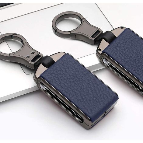 1 Pice En Cuir En Alliage De Zinc Porte-cls De Voiture (bleu) Pour Volvo Xc60 Xc90 S90 V90 Smart Voiture Porte-cls Porte-cls Distance Tui De Prot (1/5)
