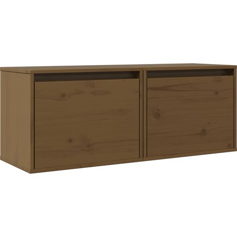 Armoires murales 2pcs Marron miel 45x30x35cm Bois de pin massif
