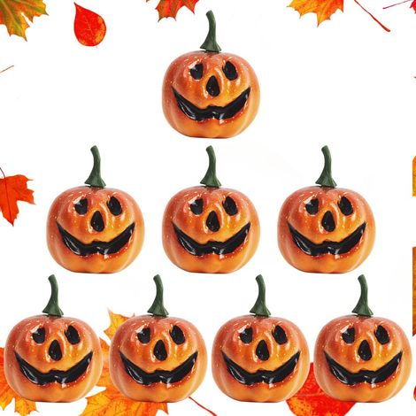 Künstliche Kürbisse Deko 8 Stück Mini Kürbisse, Schaumkürbis 4.5 cm，Herbst Dekoration Kürbis, Halloween Kürbis Deko, für Halloween Thanksgiving Party Dekoration, Orange