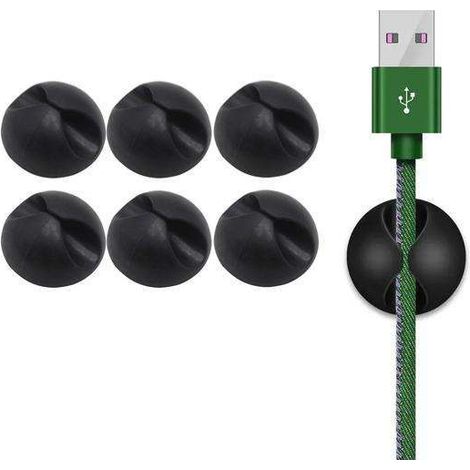 Rangez et organisez vos câbles  Lot de 6 attaches-câbles rondes autocollantes (1/4)