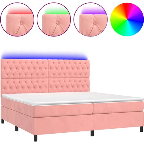 Maison Exclusive - Sommier à lattes de lit matelas et LED Rose 200x200 cm Velours (1/5)