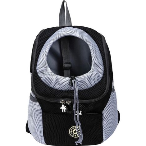 Mochila para mascotas, bolsa de viaje portátil, bolso de pecho, tejido de malla transpirable con cordón, bolsa transportadora para perros de exterior (1/5)