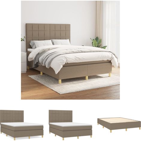 The Living Store Boxspringbett mit Matratze Taupe 140x190 cm Stoff - Betten & Bettgestelle (1/5)