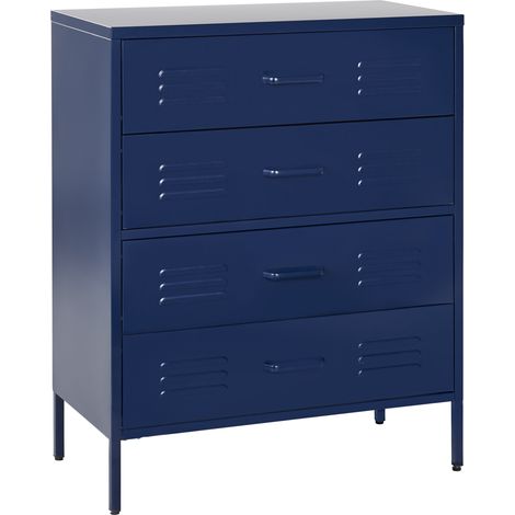 Cómoda de metal azul marino 80 x 40 cm 4 cajones almacenaje industrial Enago (1/5)