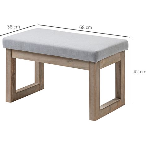 Repose-pieds de style scandinave, tabouret, repose-pieds, 68 cm x 38 cm x 42 cm, gris et naturel (1/5)