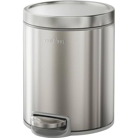 Hailo 5050601 Selekta by Hailo Pattumiera a pedale rotonda 5 l con coperchio Soft Close e secchio interno rimovibile in lamiera d'acciaio colore Nero