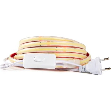 COB LED Strip 220V, Adhesive SWITCH Waterproof Cool White/Neutral/Warm IP67 Strip (Warm White, 1.5M) (1/5)