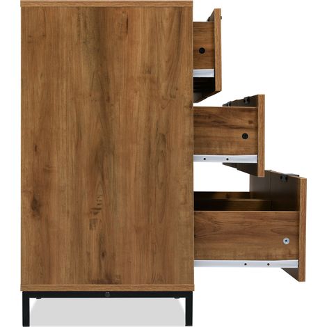 Redom – Commode buffet 6 tiroirs 120x40x76 cm en chêne foncé – Rangement spacieux pour vêtements et linge – Convient à chambres et salons