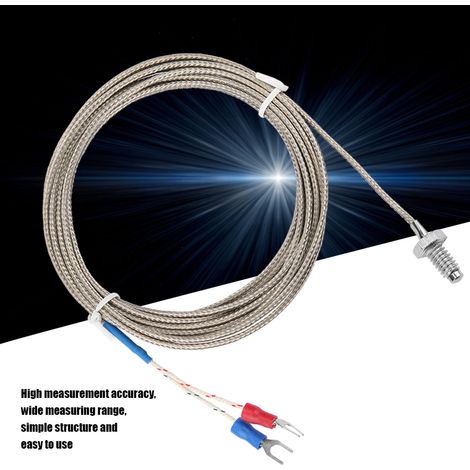 Sonde thermocouple type K à vis M6 BSW, câble 3 m, mesure de température à filetage (1/5)