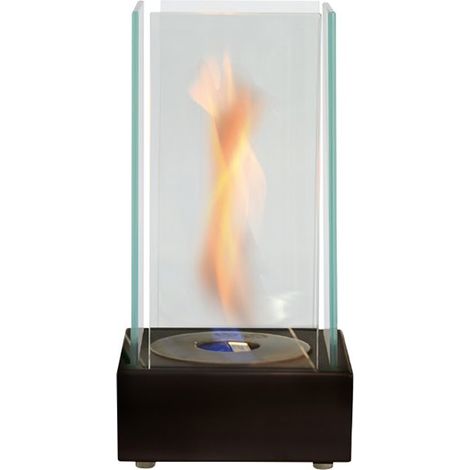 Biochimenea de mesa Aosta negra 0,8 kW – 4 cristales de protección, quemador 0,4 L – Tecno Air System (1/2)