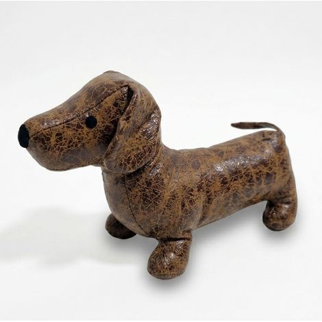 HOMESCAPES Luxury Sausage Dog Door Stop - Brown (1/4)