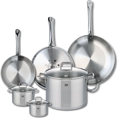 Ensemble de 3 Poêles de cuisson 24, 28 et 32 cm et 3 faitouts 12, 14 et 26 cm Elo Profi Citrin (1/5)