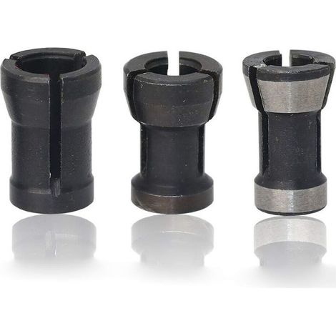 Adaptateur pour fraise, manchon fendu, mandrin de fraisage et travail du bois (8 mm + 6,35 mm + 6 mm, jeu de 3) (1/3)
