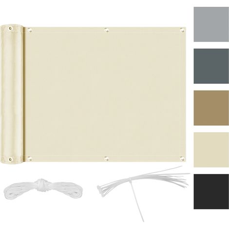 (Beige, 90x500CM) Clôture d'intimité extérieure, tissu pare-soleil imperméable et résistant aux UV, convient aux balcons et aux cours. (1/4)