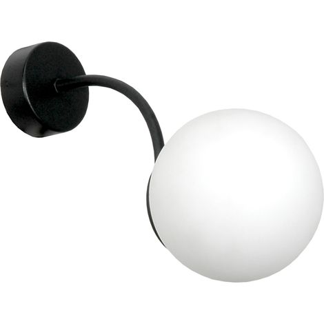 Aplique de pared negro con pantalla de cristal blanco 15-553 oskar (1/2)