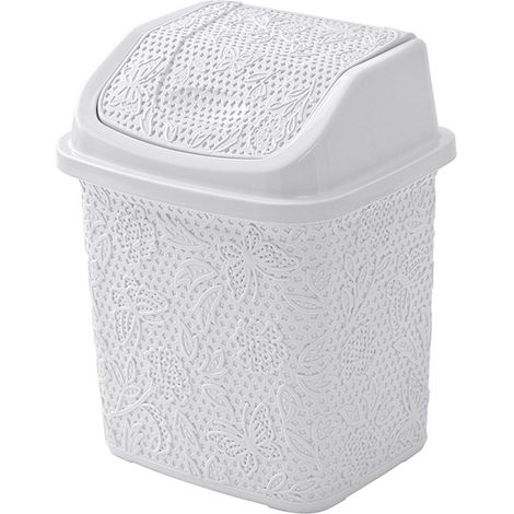 Pattumiera bagno in plastica bianca capienza 5,5 lt con coperchio basculante (1/3)