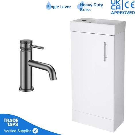 400mm Freestanding Bathroom Vanity Unit with Basin & Gunmetal Tap (1/5)
