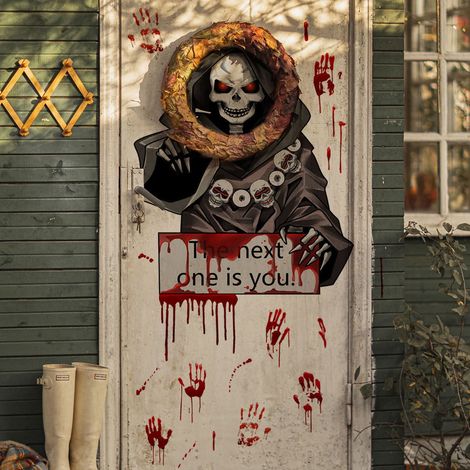 Autocollant Toilette Halloween - Décalcomanie 3D Tête De Mort Et Empreinte De Main - Pour Cuvette De WC Miroir Ou Mur - Détachable Sans Résidu - 2 Pièces (1/5)