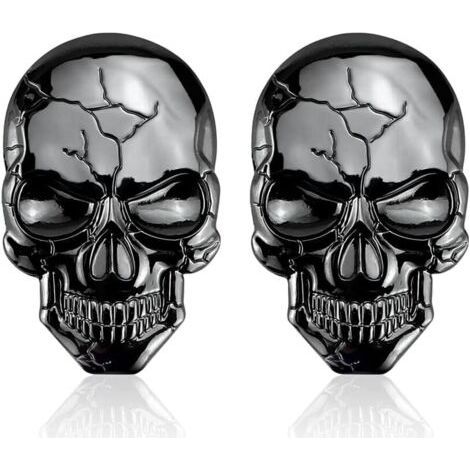 FENOPLASTICA2 Pièces Stickers Tête de Mort 3D Velo, Autocollant de Voiture de Crâne, Crâne Autocollant de Voiture, Autocollants Réservoir Tête de Mort, Cool, Décorez Votre Voiture (Noir) 2 Pièces (1/4)