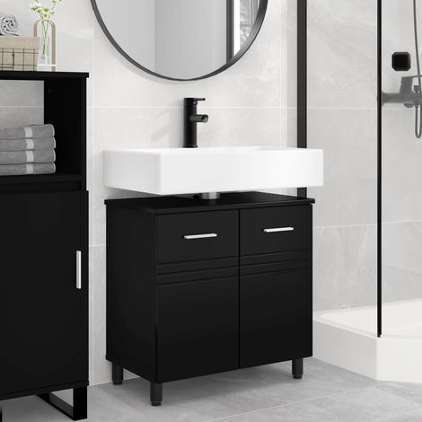 vidaXL Mobiletto da bagno Nero 60 x 35 x 60 cm Legno