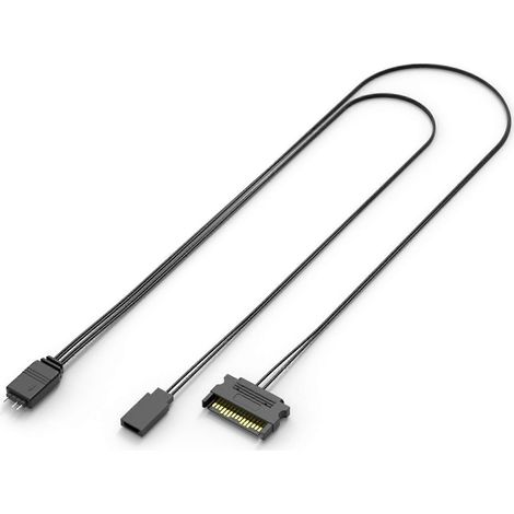 Contrôleur ARGB 20X pour PC, câble d'alimentation SATA vers ARGB avec commande de réinitialisation pour boîtier PC, connecteur 5 V 3 broches, contrôleur d'éclairage noir (1/2)