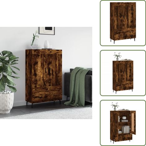 The Living Store Highboard Räuchereiche 69,5x31x115 cm Holzwerkstoff - Hochschrank (1/5)