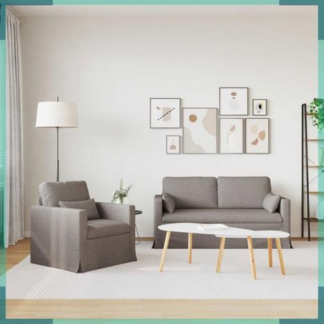 3407541 Canapé 2 pcs Taupe 158 x 78 x 80 cm tissu (1/5)