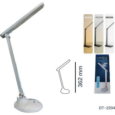 Wisdom - Lampada Da Tavolo Scrivania Led Ricaricabile Interruttore Touch 3 Luci Dt-2204 -
