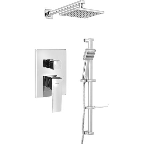 Ensemble de douche à encastrer RITMO avec mitigeur monocommande, 2 sorties, Chromé