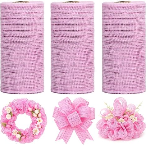 3 rouleaux de 10 pouces 10 Yards ruban de satin de maille décoratif pour guirlande de Noël, emballage cadeau (1/2)