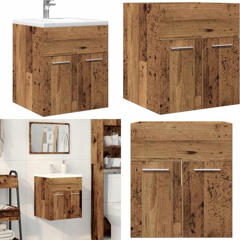 vidaXL Meuble lavabo de salle de bain vieux bois bois d'ingénierie