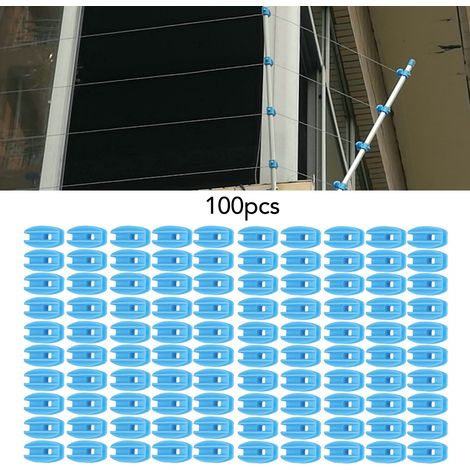100 isolateurs de clôture électrique résistants aux intempéries, tubes carrés en ABS, pour fil d'acier, bleus (1/5)