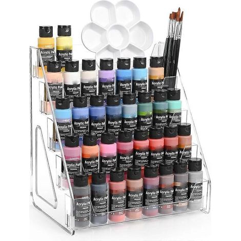 Acrylfarben-Organizer mit 5 Ebenen – Transparente Ablage für Farben und Künstlerbedarf, erhöhtes Design für vielseitige Aufbewahrung (1/5)