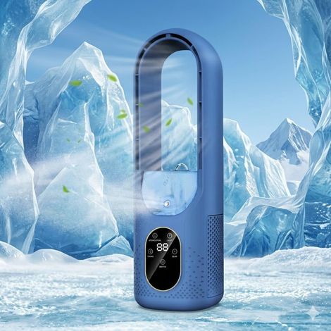 Climatiseur portable à 6 vitesses – Minuteur 6 heures – Faible consommation d'énergie – Humidifie et rafraîchit pour la chambre et le camping (1/4)