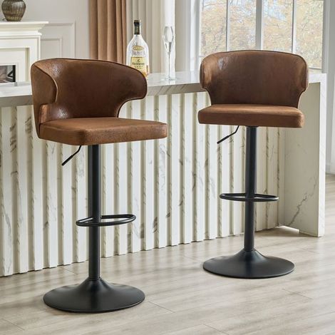 Chaise lot de 2 chaises dossier réglable en hauteur rotation 360° grand socle repose-pieds style moderne (1/5)