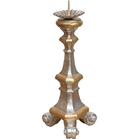 Made in Italy. Wood made gold and silver leaf finish chandelier (1/5)