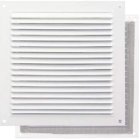 Grille d'aération en aluminium avec moustiquaire vissable 175 x 175 mm. Couleur blanche (1/4)