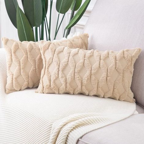 Juego de 2 fundas de almohada de lujo de 30x50 cm, fundas de cojín de terciopelo suave y afelpado. (1/5)