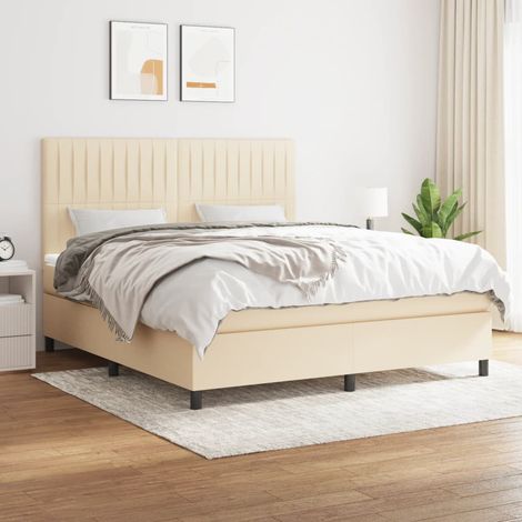 Boxspringbett mit Matratze Creme 180x200 cm Stoff vidaXL (1/5)