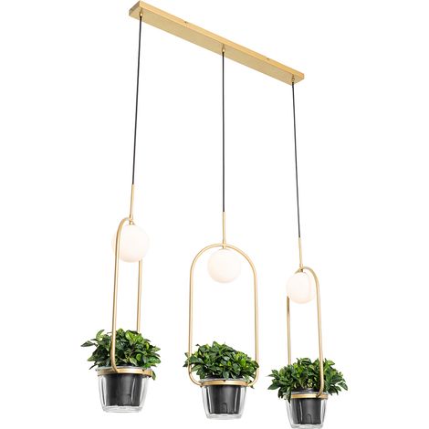 Art Deco Pendant Light Gold with White Glass 3-Light - Isabella (1/4)