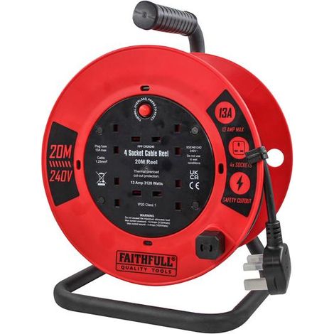 Faithfull XMS25CR20M 20M Cable Reel 13A (1/3)