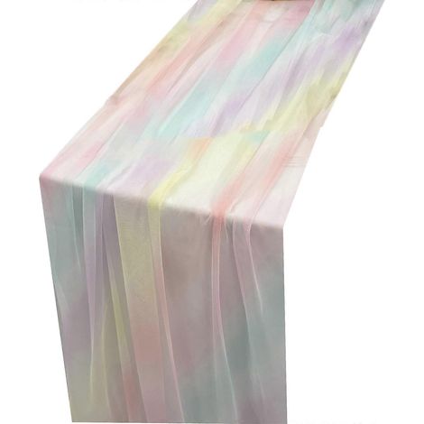 Chemin de table en polyester multi-usages à rayures colorées, portable et facile à ranger, pour toutes occasions, 30 x 180 cm, jaune (1/5)