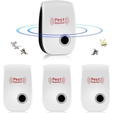 Ultraschall-Mäuse- und Rattenabwehrgerät, Ultraschall-Mäuseabwehrgerät für den Innenbereich, Anti-Mäuse-Gerät gegen Insekten und Mücken, 4 Stück (1/4)
