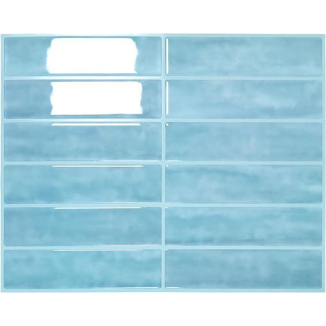 5 Feuilles Autocollants Carrelage 3D 29x23cm Bleu Clair (1/5)