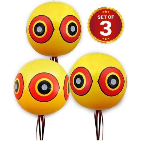 Ballons répulsifs anti-oiseaux – Couleur jaune vif – Résistants aux déchirures et intempéries – Protection contre pigeons et corbeaux – Lot de 3 (1/5)