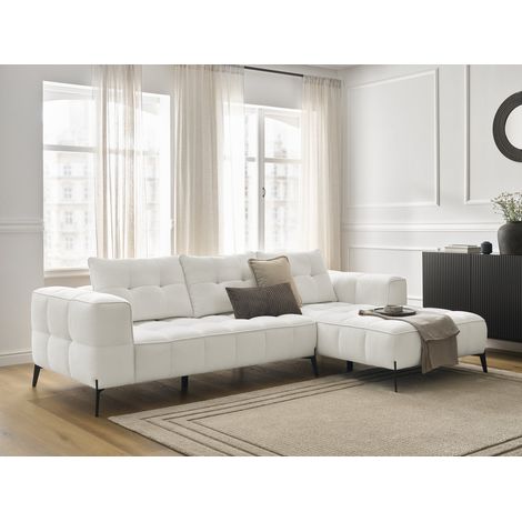 BOBOCHIC - Canapé d'angle fixe ANIS tissu texturé Angle droit  Blanc