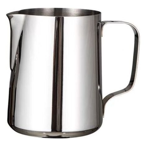 FENOPLASTICAPichet à mousse de lait, pichet à lait en acier inoxydable 304, pichet à vapeur de 350 ml, pichet à vapeur pour café, cappuccino, barista, carafe à lait avec stylo de décoration, argenté 3 (1/4)
