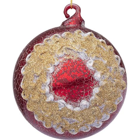 Palline per albero di Natale in vetro decorate color Florid Corona Rosso, confezione 4 pezzi