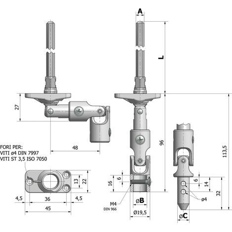 Cherubini 80667032V1316 uscita da cassonetto bianca 30° pieghevole