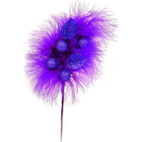 PICK BOA VIOLA  SFERE E FOGLIE ALTO CM.20